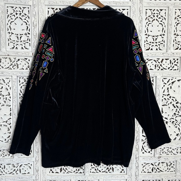 NWT Bob Mackie Wearable Art Velour Zip Up Track Jacket With Embroidered Jacket - Picture 5 of 6